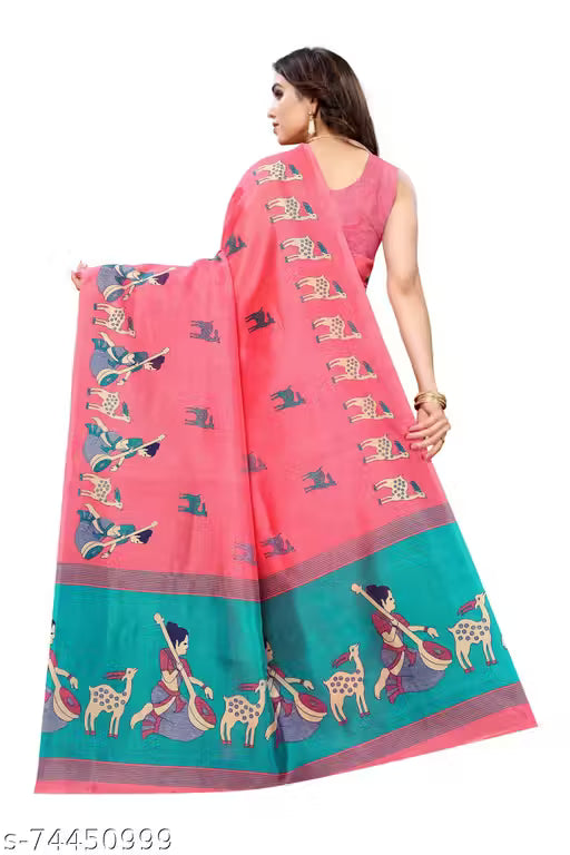 Silk Pink Tassels and Latkans Saree With Blouse