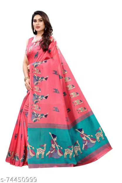 Silk Pink Tassels and Latkans Saree With Blouse