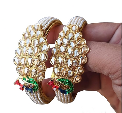 Classic Fashion Pearl Antique Gold Plated & Staylish in peacock design Bangles/Kada Jewellery for Women/Girls