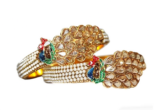 Classic Fashion Pearl Antique Gold Plated & Staylish in peacock design Bangles/Kada Jewellery for Women/Girls